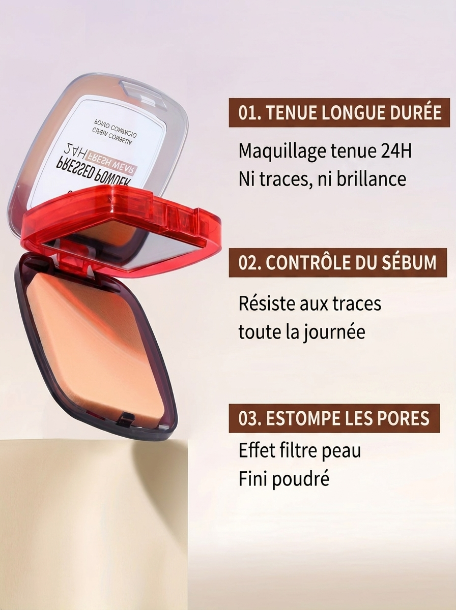 Bénéfices tenue longue durée, contrôle du sébum, pores estompés